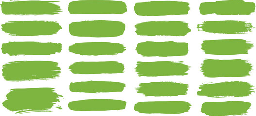 Obraz premium Set of green brush strokes paint splatters isolated on white