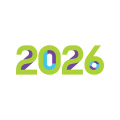 Vibrant 2026 year number typography colorful celebration future concept isolated on white background