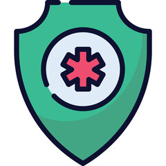 Green Shield Symbol With Red Star Inside A Circle On Transparent Background Simple Icon Representing Health Care And Protection