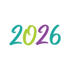 Colorful 2026 year numbers new year celebration festive typography isolated on white background