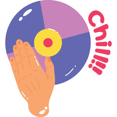 Hand Reaching For A Vinyl Record With The Word Chill Written In Pink On A Purple And Pink Background With A Yellow Center