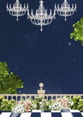 Wedding Invitation Sangeet White and Blue Minimal Blank Card Background