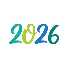 2026 handwritten numbers new year celebration future modern calligraphy isolated on white background