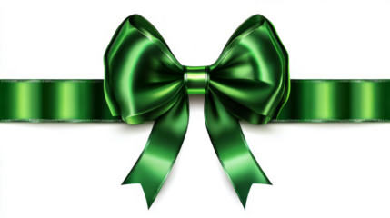Shiny Green Gift Bow with Ribbons on a transparent background