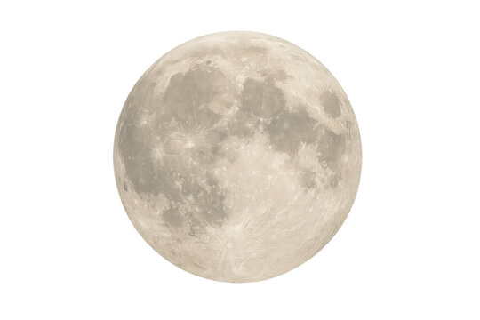Full moon against a transparent background showing detailed lunar surface with craters and maria, space exploration theme