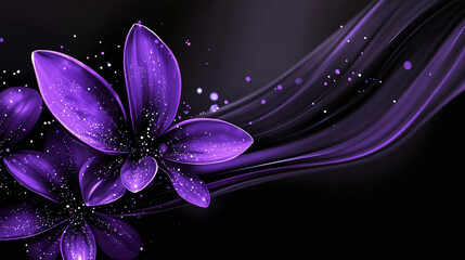 Abstract purple and black flower and liquid template background  
