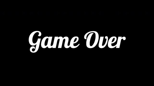 4K Handwriting Game Over Screen Displayed on Transparent Background - Powered by Adobe