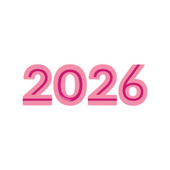 Pink 2026 numbers graphic new year celebration future date event planning isolated on white background