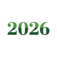 Green 2026 year number graphic future new year celebration isolated on white background