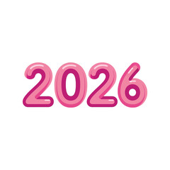 Pink 2026 balloons new year celebration festive numerals party decor isolated on white background