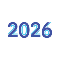 Bold blue 2026 numbers new year celebration graphic future planning concept isolated on white background