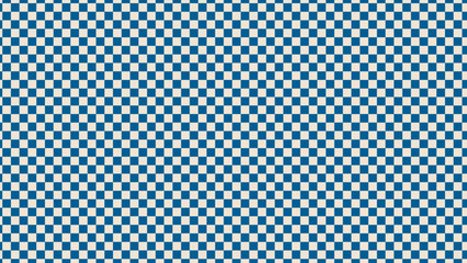 レトロヴィンテージカラーの青いチェッカー柄、スウォッチ登録あり、アスペクト比16:09