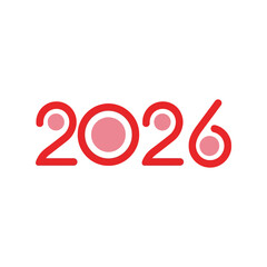 Red 2026 numbers graphic new year celebration future date modern typography isolated on white background