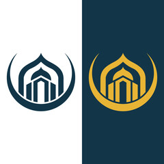Mosque Dome Real Estate Logo Design Islamic Vector Template Icon