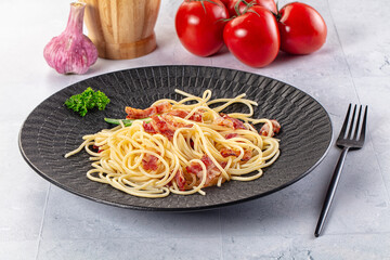 Italian pasta spaghetti with bacon