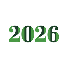 Green 2026 numbers new year future celebration isolated on white background