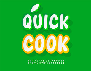 Vector Foodie concept Quick Food. Creative sticker Font. Unique set of Rounded Alphabet Letters and Numbers