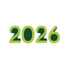Green 2026 numbers new year celebration future planning celebration typography isolated on white background