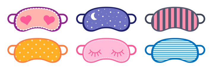 Cute sleeping mask collection. Eye sleep masks set with funny decoration