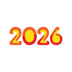 Bright orange 2026 numbers new year celebration graphic festive typography isolated on white background