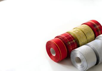 [Generative AI] 빨강 골드 실버 크리스마스 장식 리본 묶음