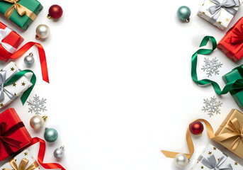 [Generative AI] 크리스마스 선물과 오너먼트 프레임 배경