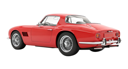 Classic Red Sports Car Coupe Rear Side View  isolated on transparent background, png 