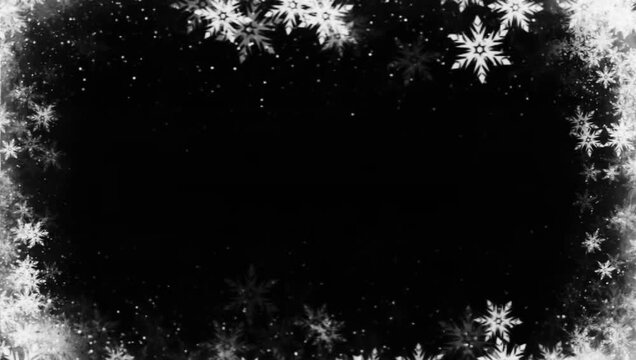 Christmas snowflakes frame background with snow particle 4k overlay video