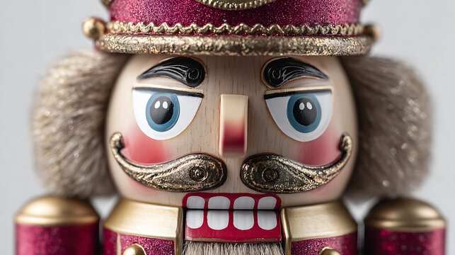 wooden doll in a hat on white background