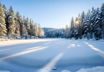 [Generative AI] 얼어붙은 호수와 눈 덮인 숲