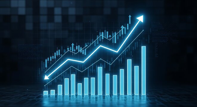 Digital finance chart showing business growth, market analysis