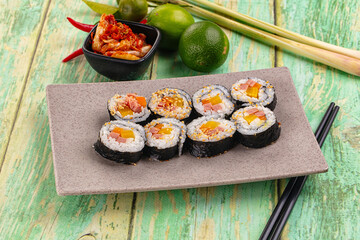 Koream homemade roll Kimbap with nori seaweed