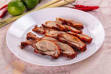 Roasted gourmet duck fillet slices
