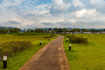 Pathway in the park in Gyeongju ancient capital of South Korea
