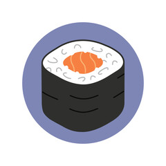 Tuna Sushi Roll or Tekka Maki Japanese Food Illustration