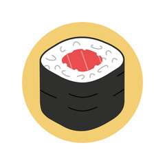 Salmon Sushi Roll or Sake Maki Japanese Food Illustration