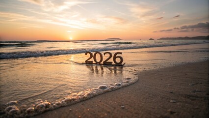 2026 Numbers on Beach at Sunset - 5