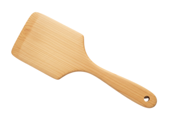 Isolated wood spatula for cooking, handmade kitchen tool for turning pancakes and mixing food