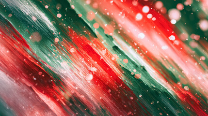 Vibrant abstract background featuring red and green hues with sparkling lights, perfect for Christmas holiday themes and festive designs