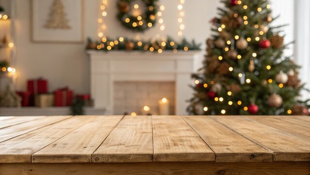Empty Wooden Table with Themed Background - 8