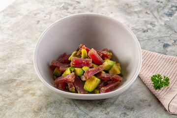 Delicous tuna with avocado salad
