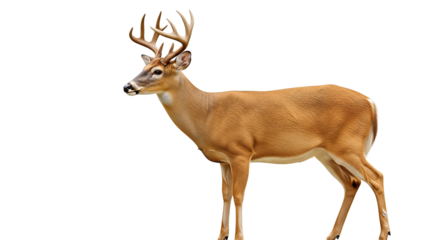 Majestic Buck Deer Standing Proudly isolated on transparent background, png