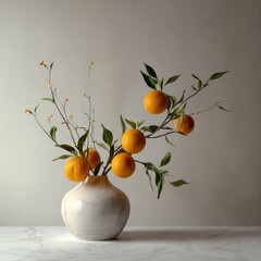 Oranges in white vase