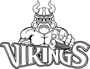 A viking man ice hockey sports team cartoon mascot