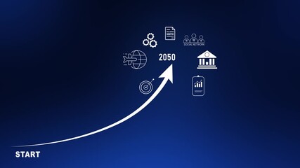 Changes in new planning, business graph with number 2050 new year, start new year concept digital trends,industry and business trend, strategy, investment, business planning.