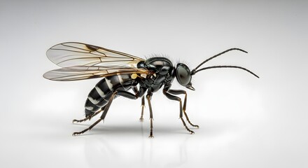 Mosquito feeding on blood closeup on WHITE background