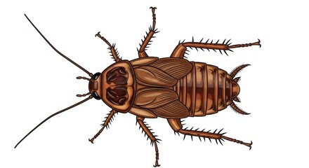 cockroach on white background