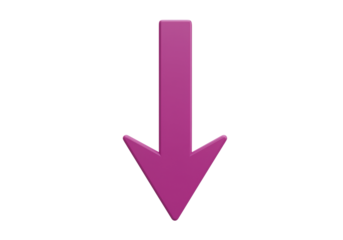 Isolated magenta arrow pointing down, direction indicator, web icon, ui element, app sign