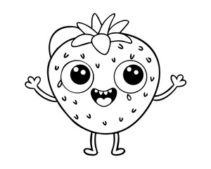 Obraz premium A funny red apple character with a happy smile is a cute vector illustration of healthy fruit food