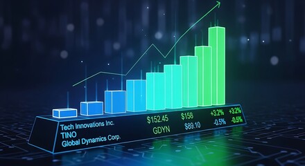 Futuristic stock market display with financial data and charts